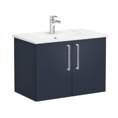 Vitra Root 68150 Lavabo Dolabı, Kapaklı, 80 cm, Mat Lacivert, Köşeli Lavabolu